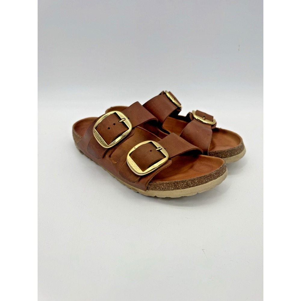 Birkenstock Arizona Big Buckle Slip On Sandal 8 Gold Cognac Outdoor Boho Granola